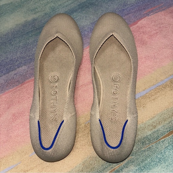 Rothy's The Flat Ecru Knit Fabric Slip On Everyday Ballet Flats Women’s US 6.5 - Picture 7 of 10